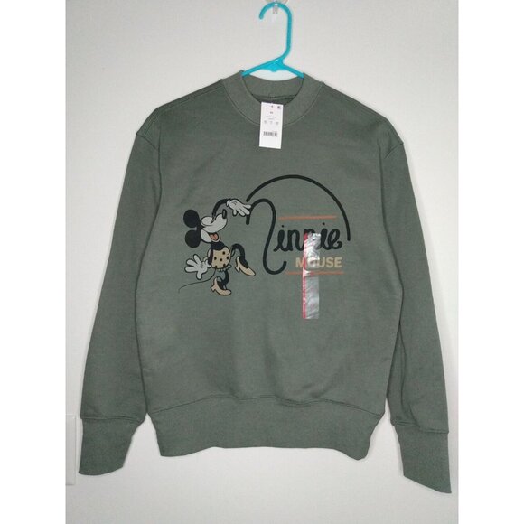 Disney Tops - Disney Minnie Mouse Womens XS Green Long Sleeve Crew Neck Sweatshirt Fleece NEW